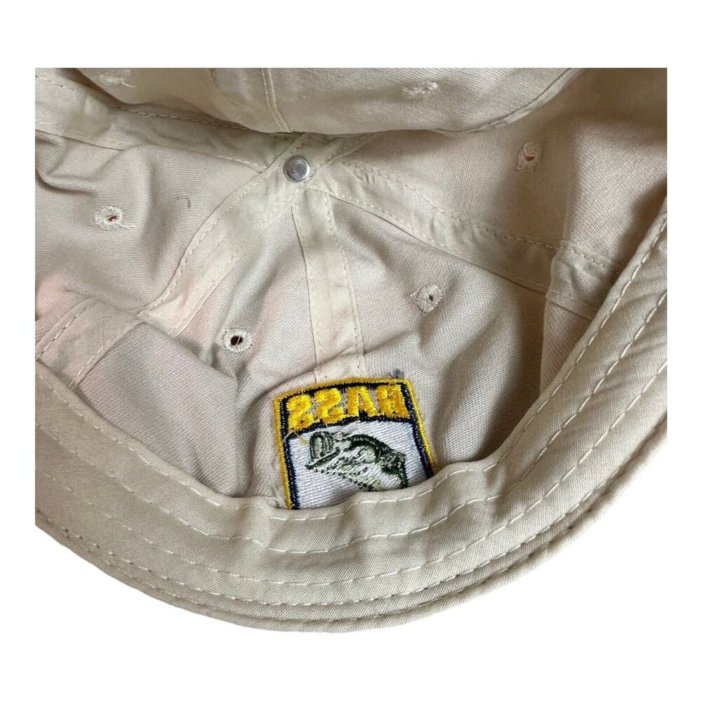 BASSMASTER Baseball Cap Hat Off White Adjustable Strap Back Fishing USA Flag New - Picture 7 of 11
